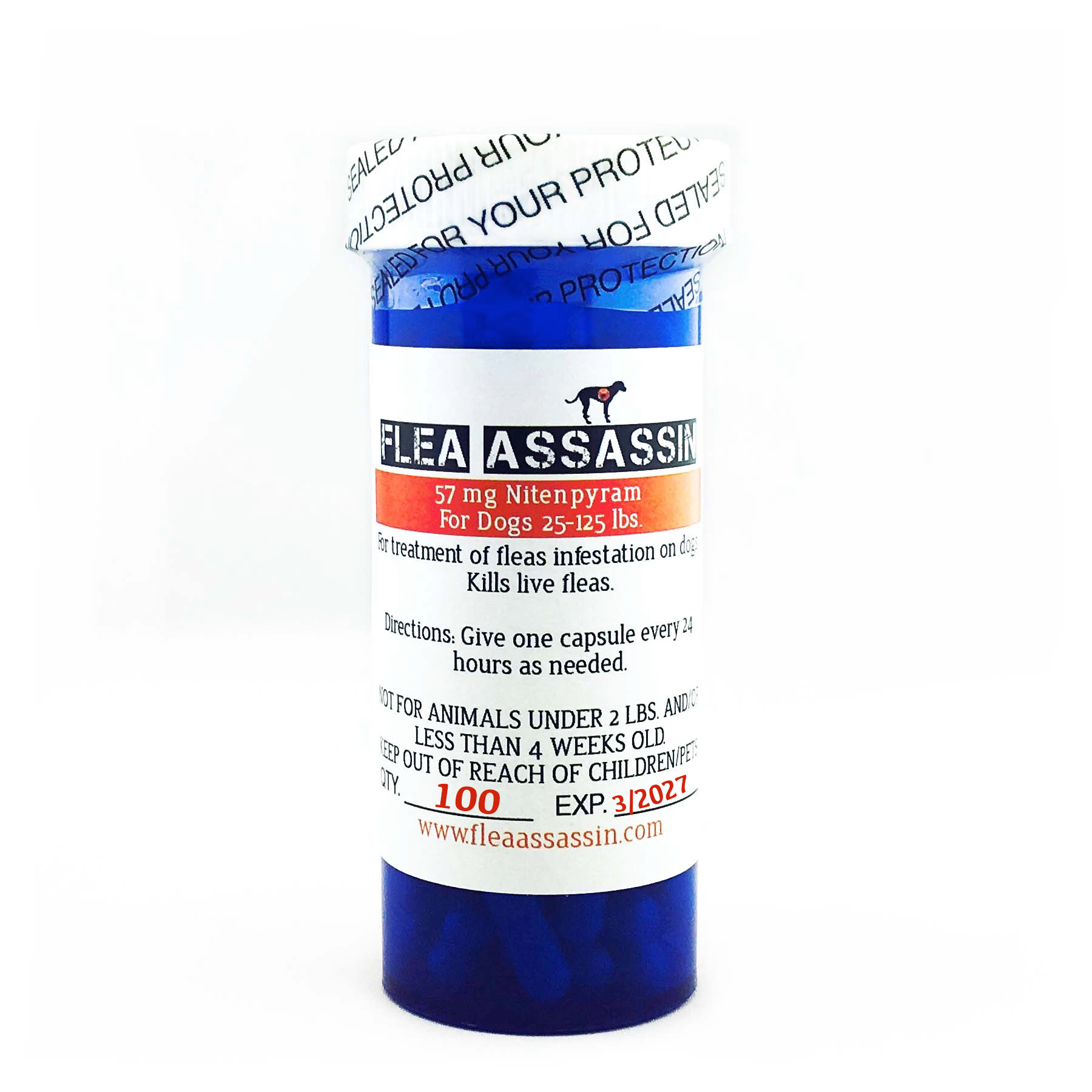 Rapid Flea Killer Dogs 25-125 lbs, Red Label - 100 capsules