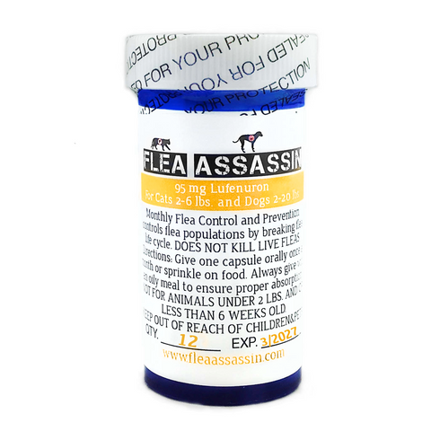 Monthly Flea Control & Prevention Cats 2-6lbs Dogs 2-20lbs,Yellow Label-12 capsules