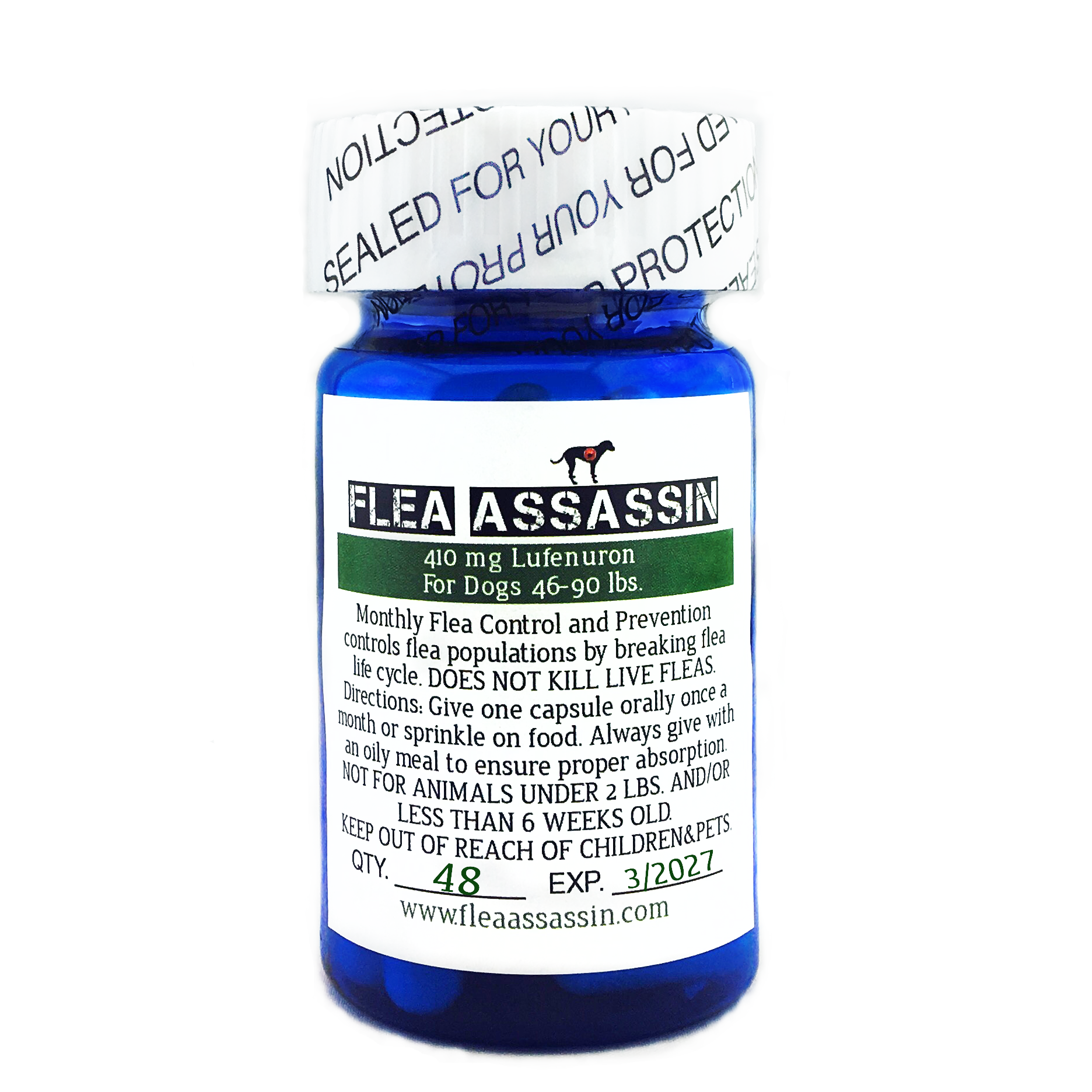 Monthly Flea Control & Prevention Dogs 46-90 lbs, Green Label - 48 capsules